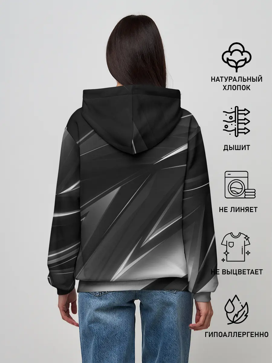 Женское худи / GEOMETRY STRIPES BLACK & WHITE