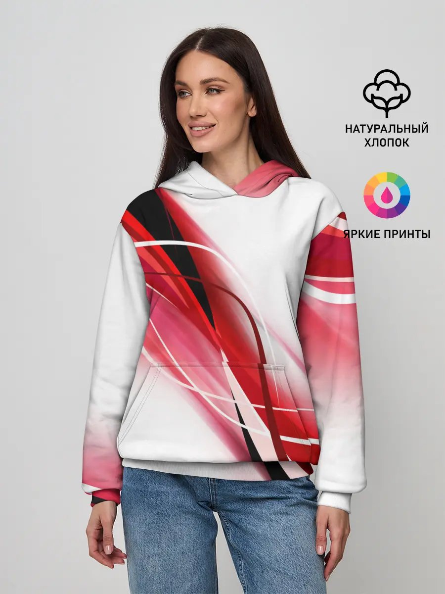 Женское худи / GEOMETRY STRIPES RED