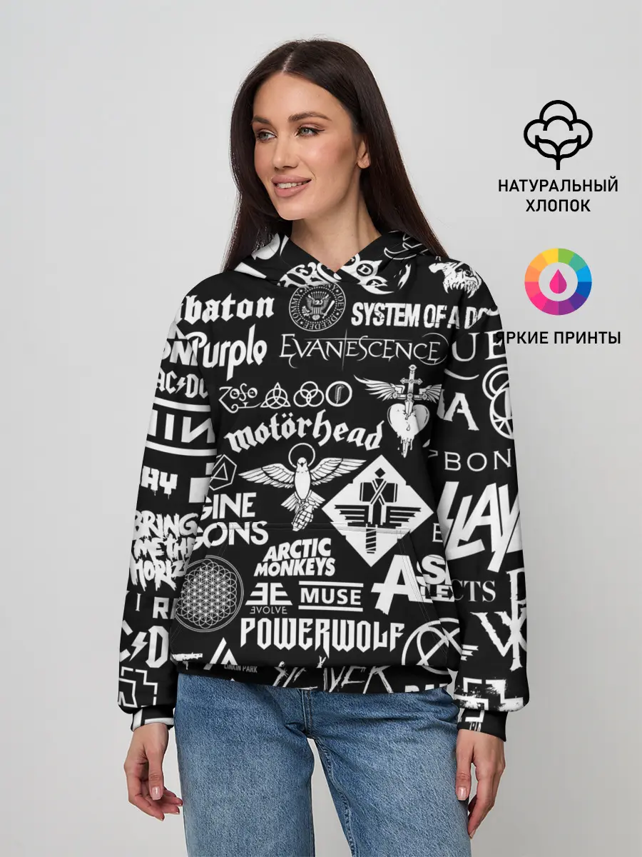 Женское худи / ЛОГОТИПЫ РОК ГРУПП
