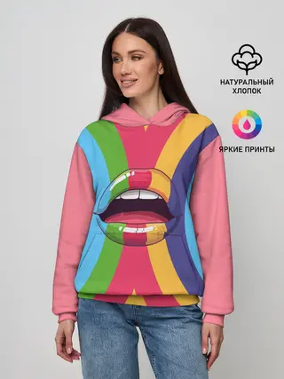 Женское худи / Радужные губы | Rainbow lips