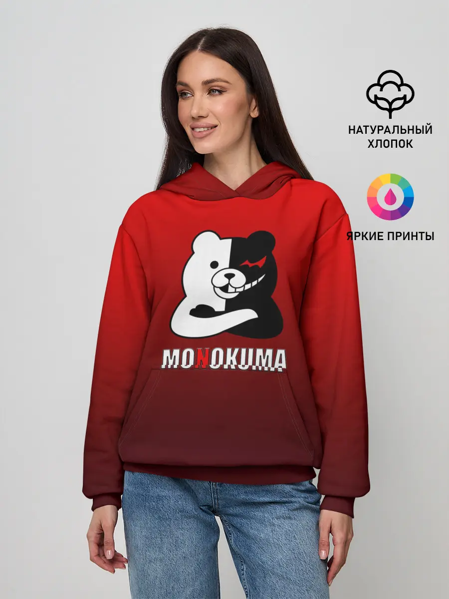 Женское худи / monokuma на красном градиенте
