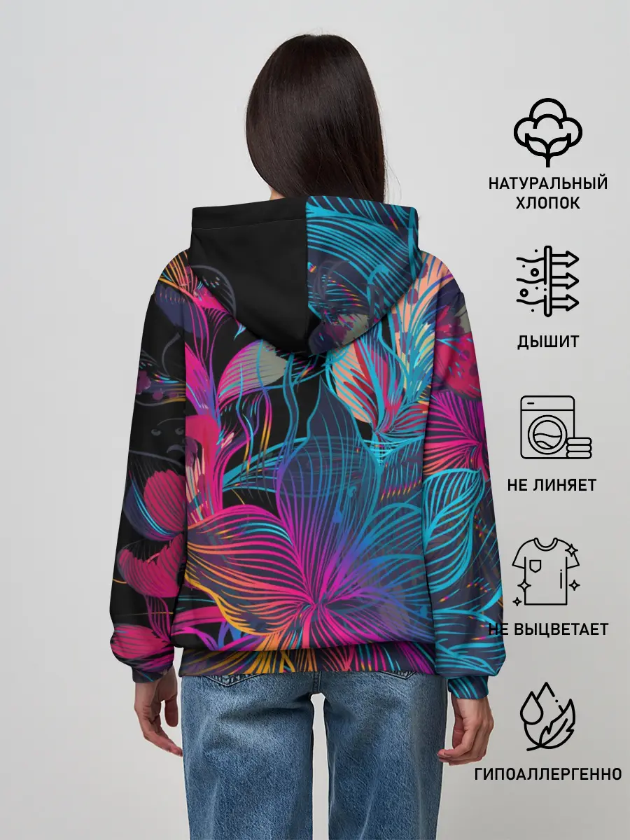 Женское худи / Flowers | Неон