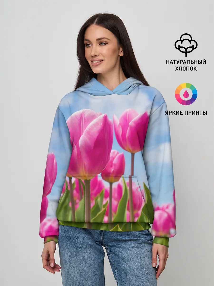 Женское худи / Розовые тюльпаны