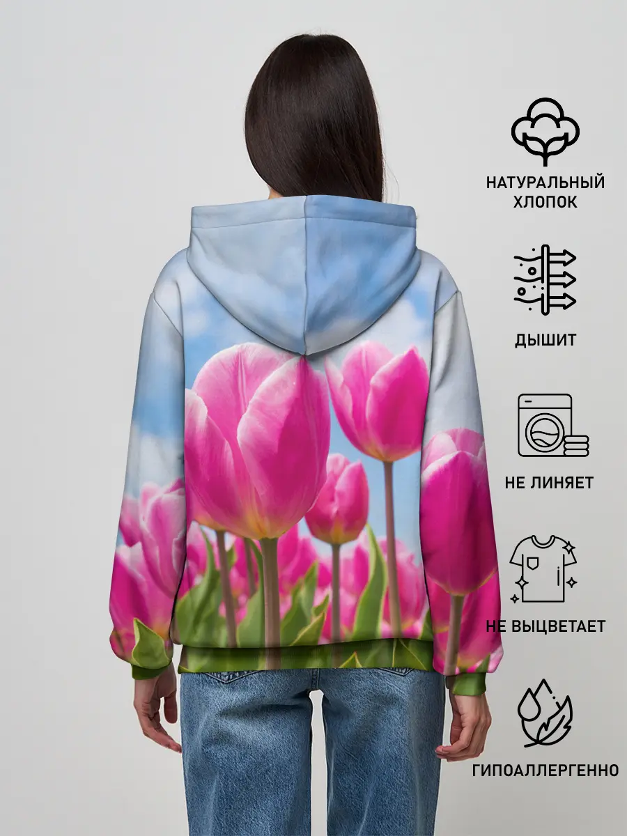 Женское худи / Розовые тюльпаны