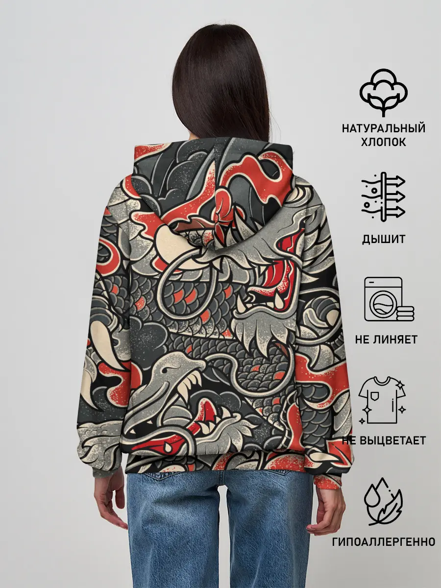 Женское худи / Dsquared tatoo DRAGON