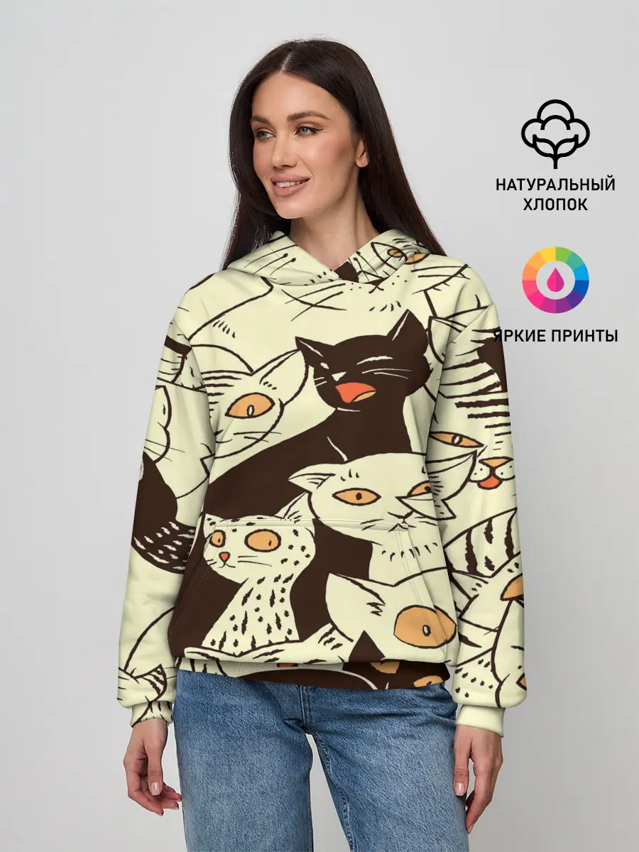 Женское худи / КОТЯТА ПАТТЕРН