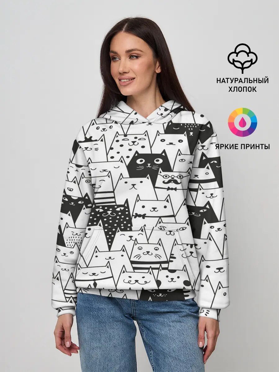 Женское худи / КОТЫ WHITE