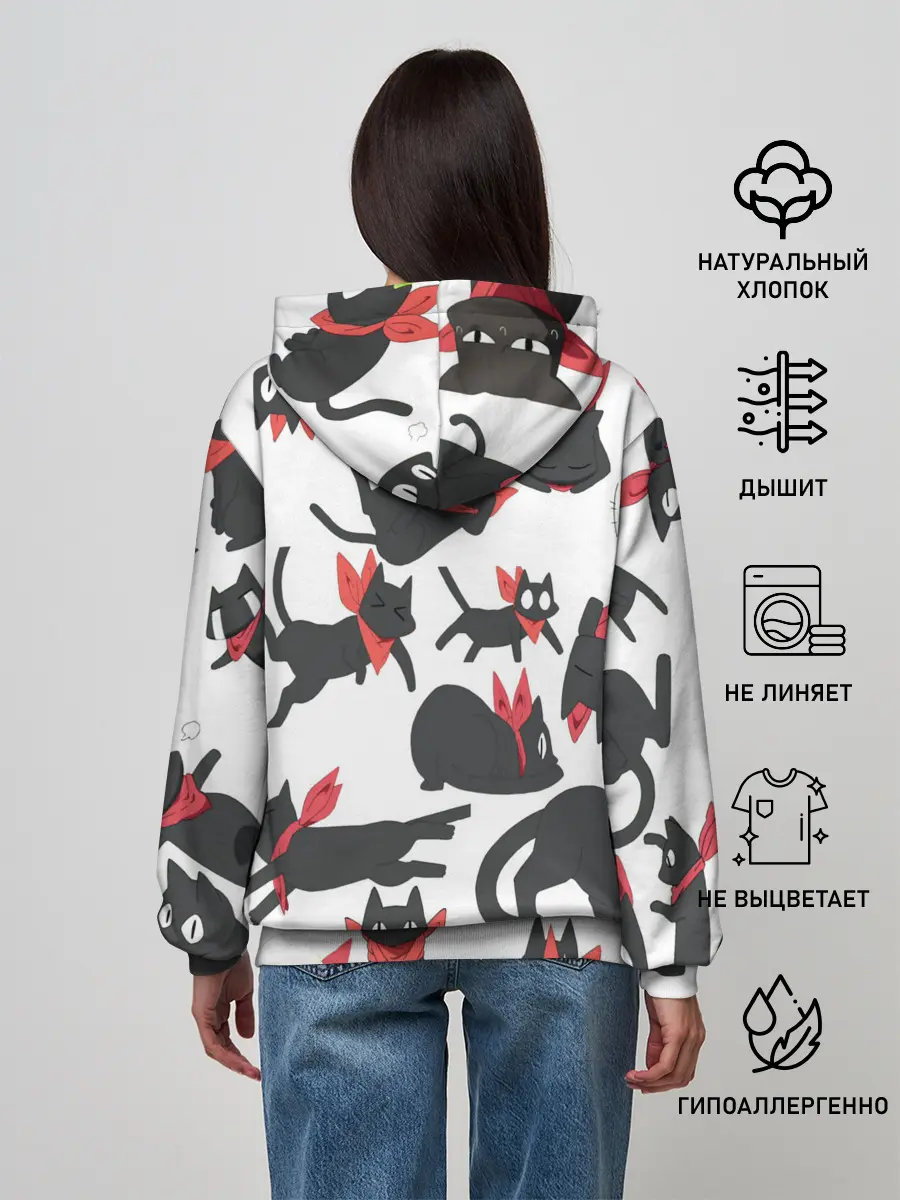Женское худи / Черный котик