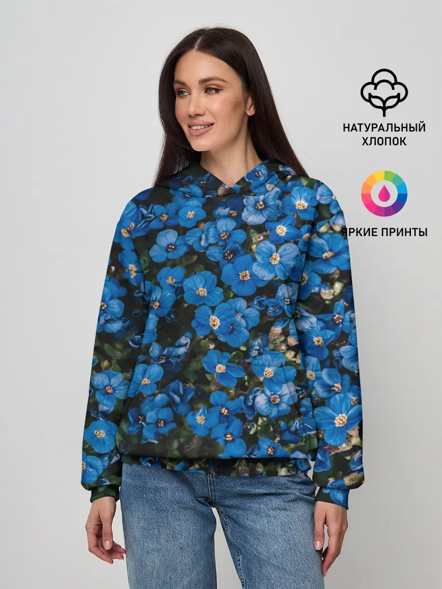 Женское худи / Поле синих цветов фиалки лето