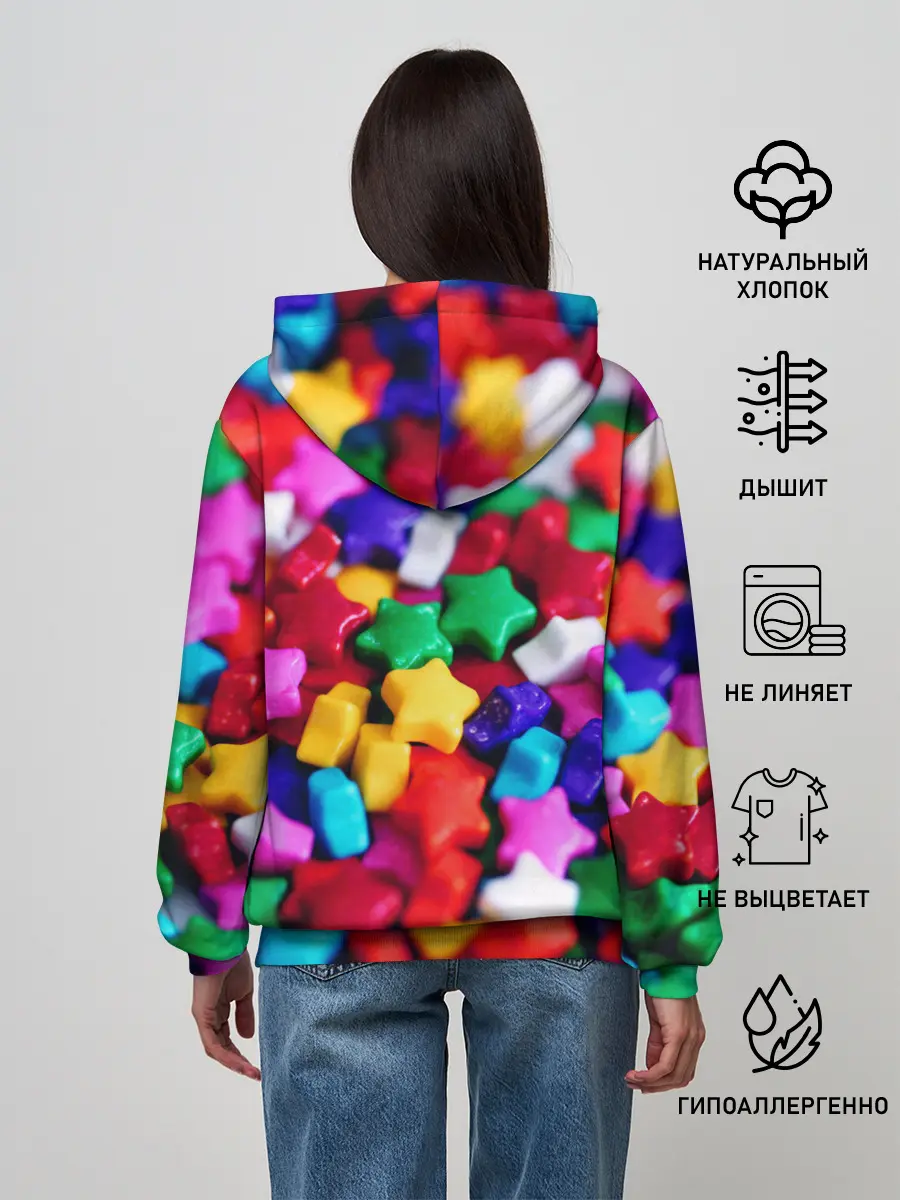 Женское худи / Разноцветные звездочки звезды