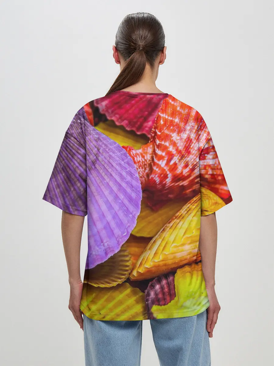 Женская футболка оверсайз / Разноцветные ракушки multicolored seashells