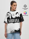 Женская футболка оверсайз / Нирвана Рок Группа Гранж ЧБ | Nirvana