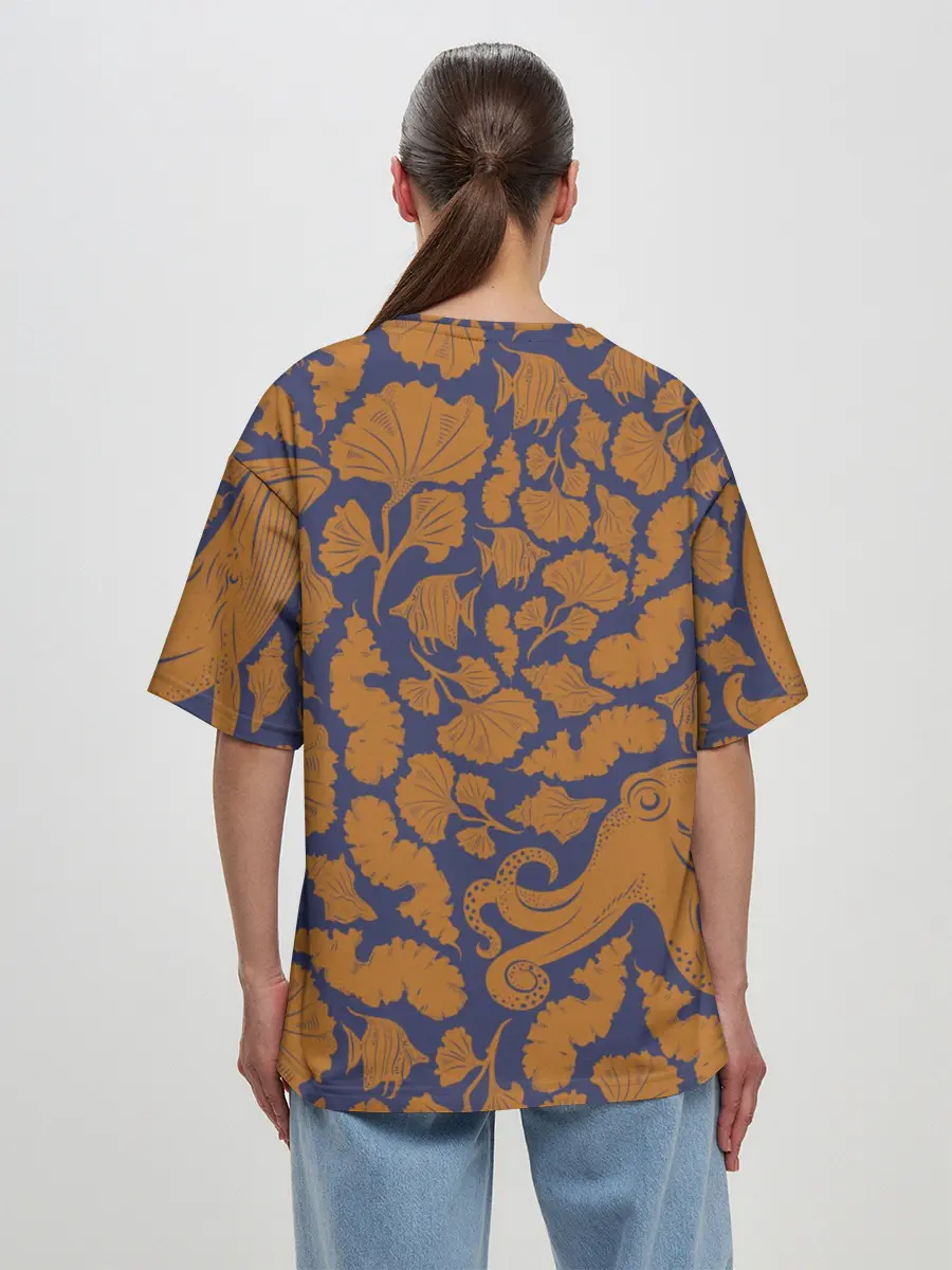 Женская футболка оверсайз / Морская гуашь