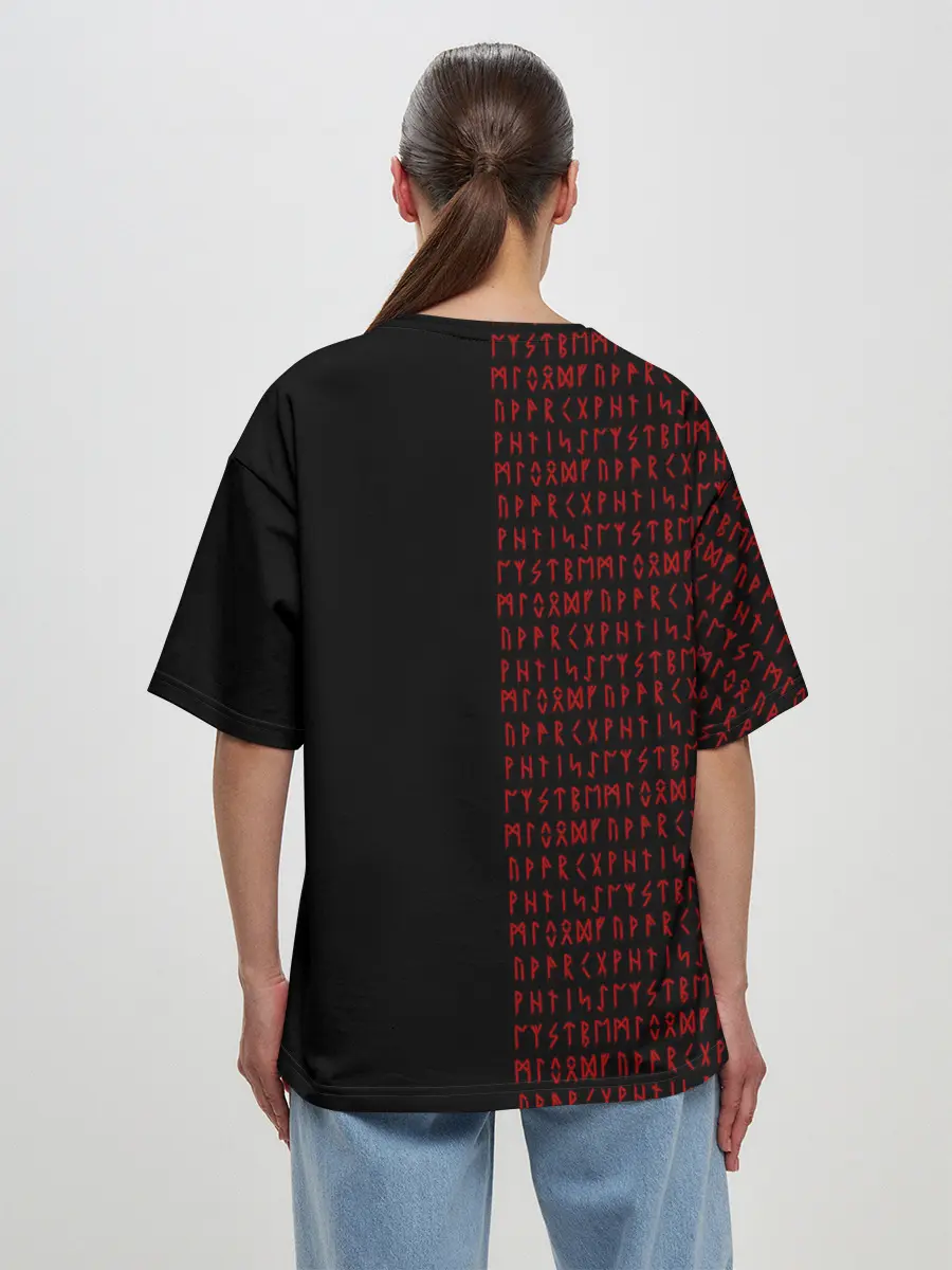 Женская футболка оверсайз / ВАЛЬКНУТ | РУНИЧЕСКИЙ АЛФАВИТ