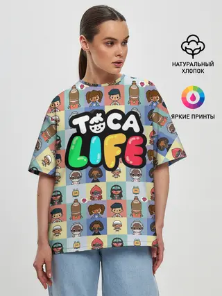 Женская футболка оверсайз / Toca Boca characters | Тока бока персонажи