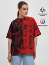 Женская футболка оверсайз / BERSERK BLACK RED | БЕРСЕРК ПАТТЕРН