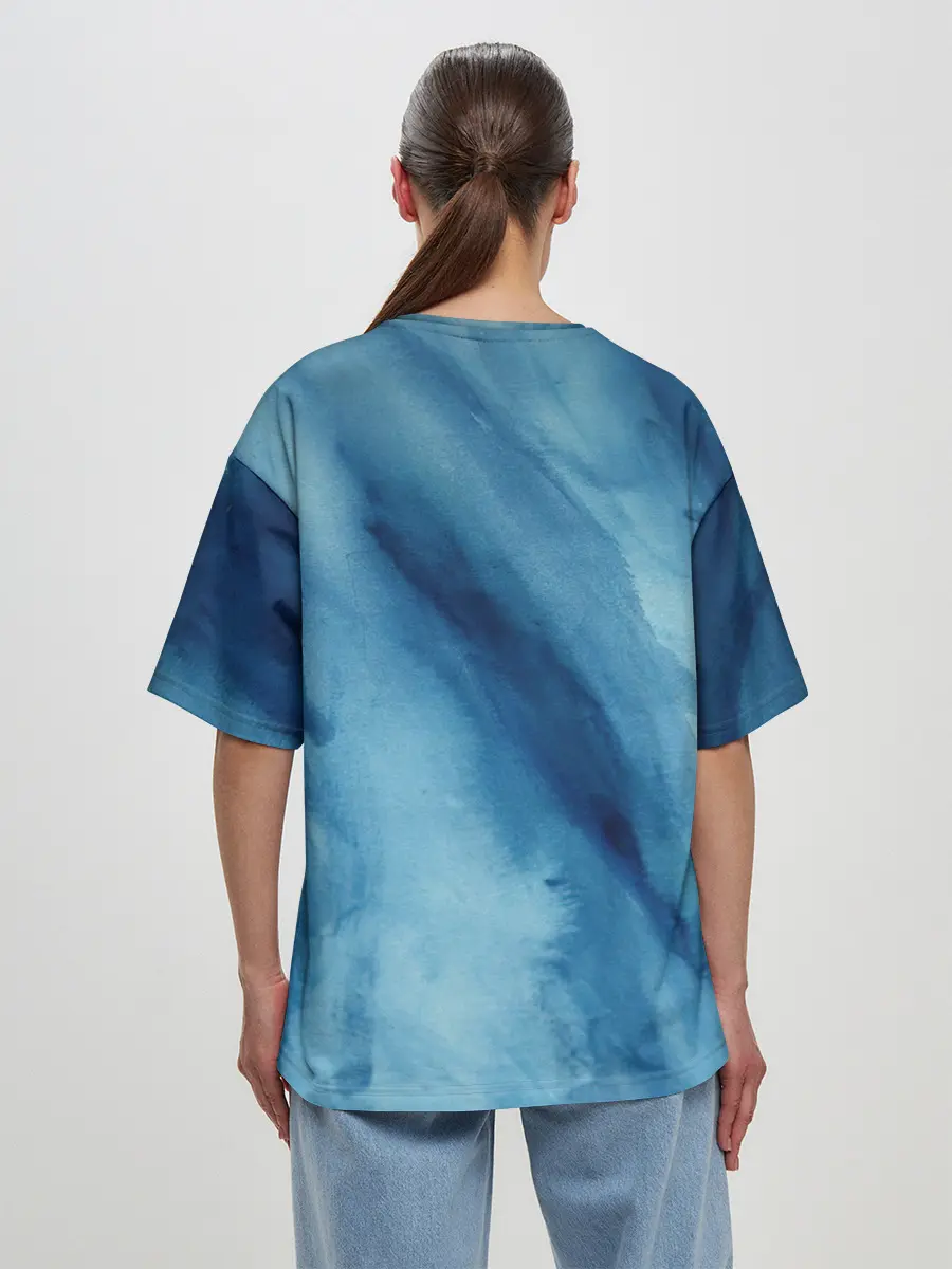 Женская футболка оверсайз / Голубой мрамор