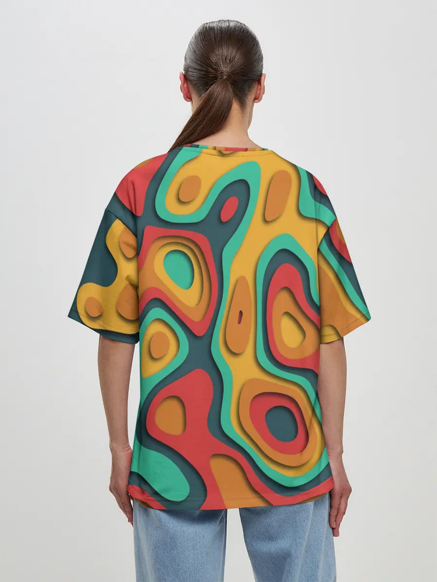 Женская футболка оверсайз / 3D узор Color