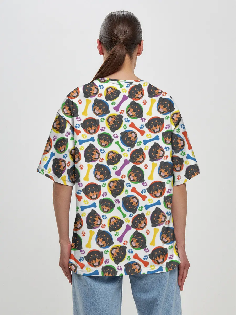 Женская футболка оверсайз / Ротвейлер