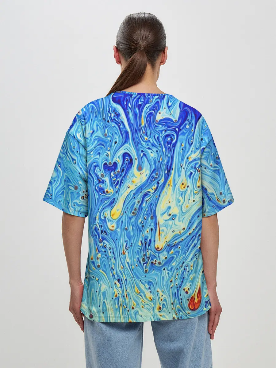 Женская футболка оверсайз / Сползающие краски