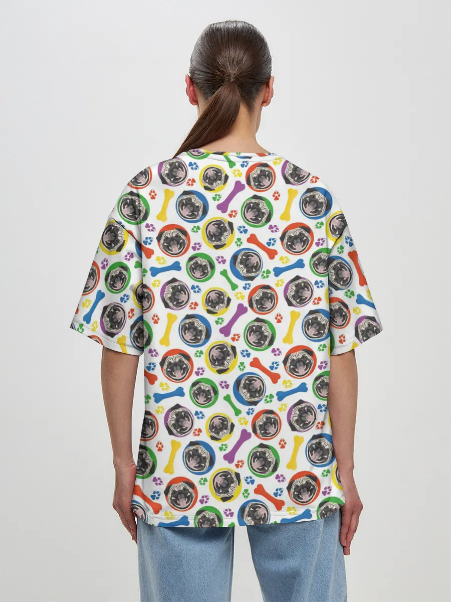 Женская футболка оверсайз / Мопс