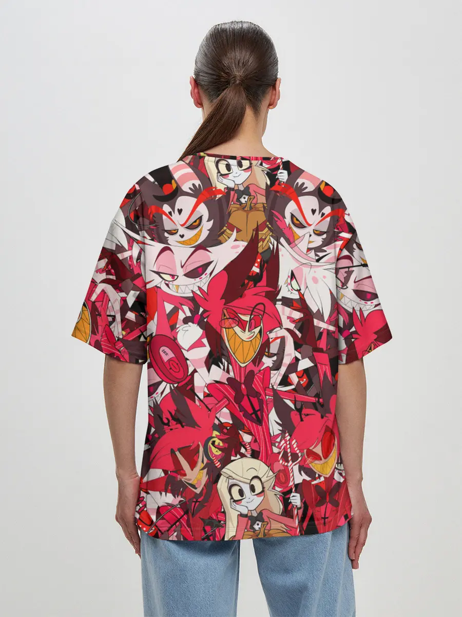 Женская футболка оверсайз / ОТЕЛЬ ХАЗБИН ПЕРСОНАЖИ МУЛЬТФИЛЬМА