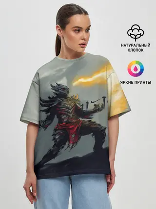 Женская футболка оверсайз / Dragonborne is here