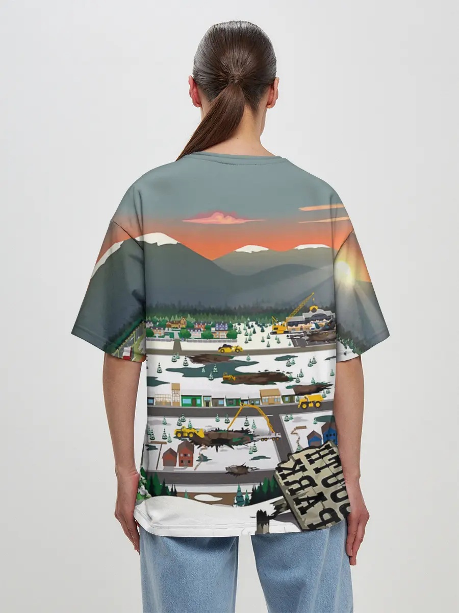 Женская футболка оверсайз / Южный Парк разрушенный город