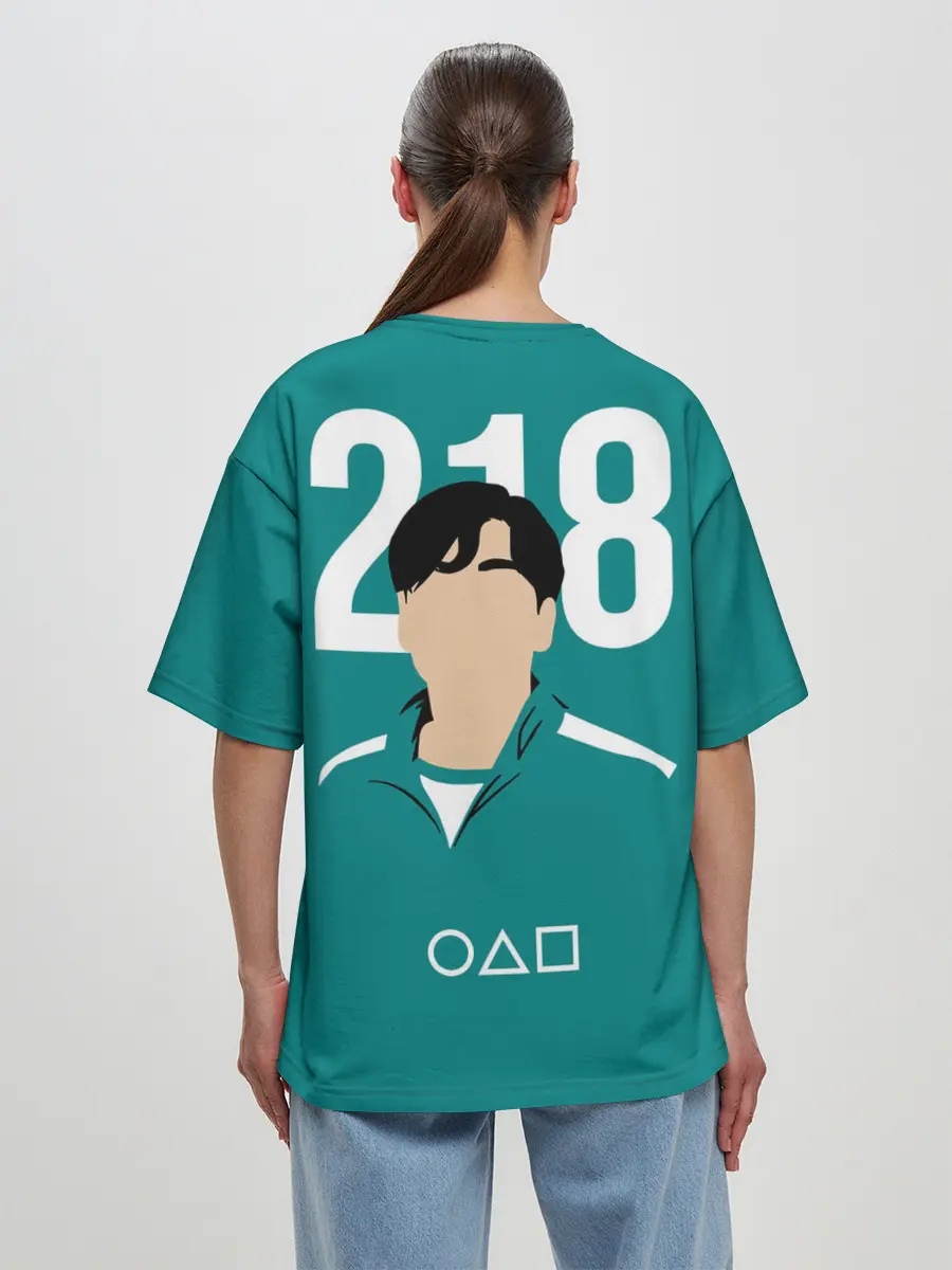 Женская футболка оверсайз / Игра в кальмара: Чхо Сан Воо 218