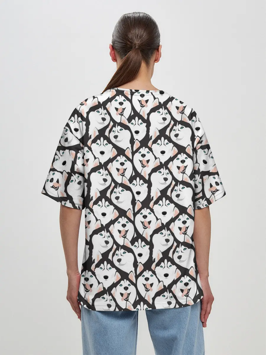 Женская футболка оверсайз / Сибирский Хаски