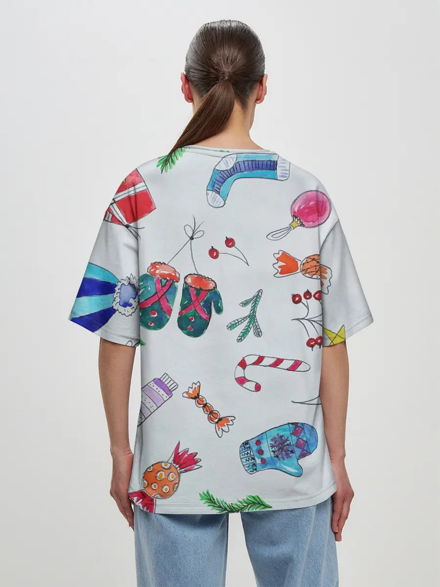 Женская футболка оверсайз / шарики фонарики