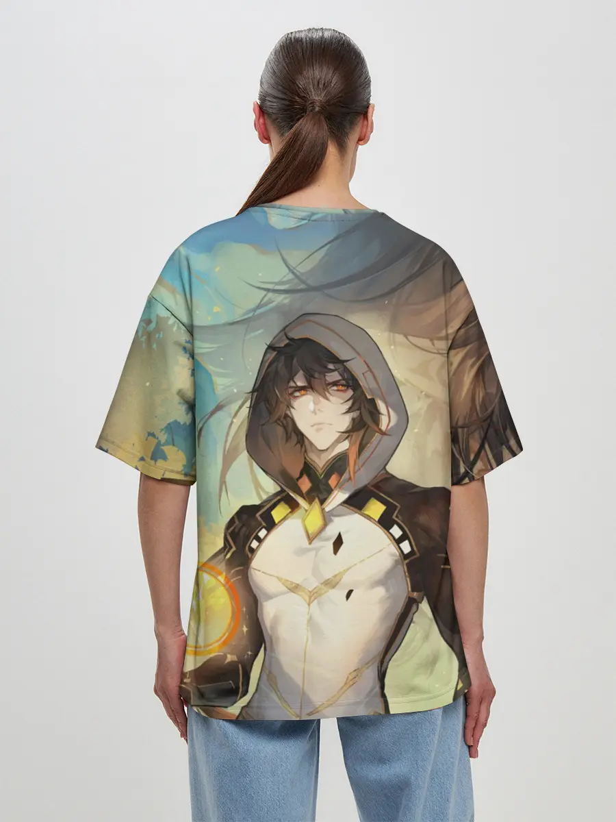 Женская футболка оверсайз / Чжун Ли, Zhongli, Genshin Impact