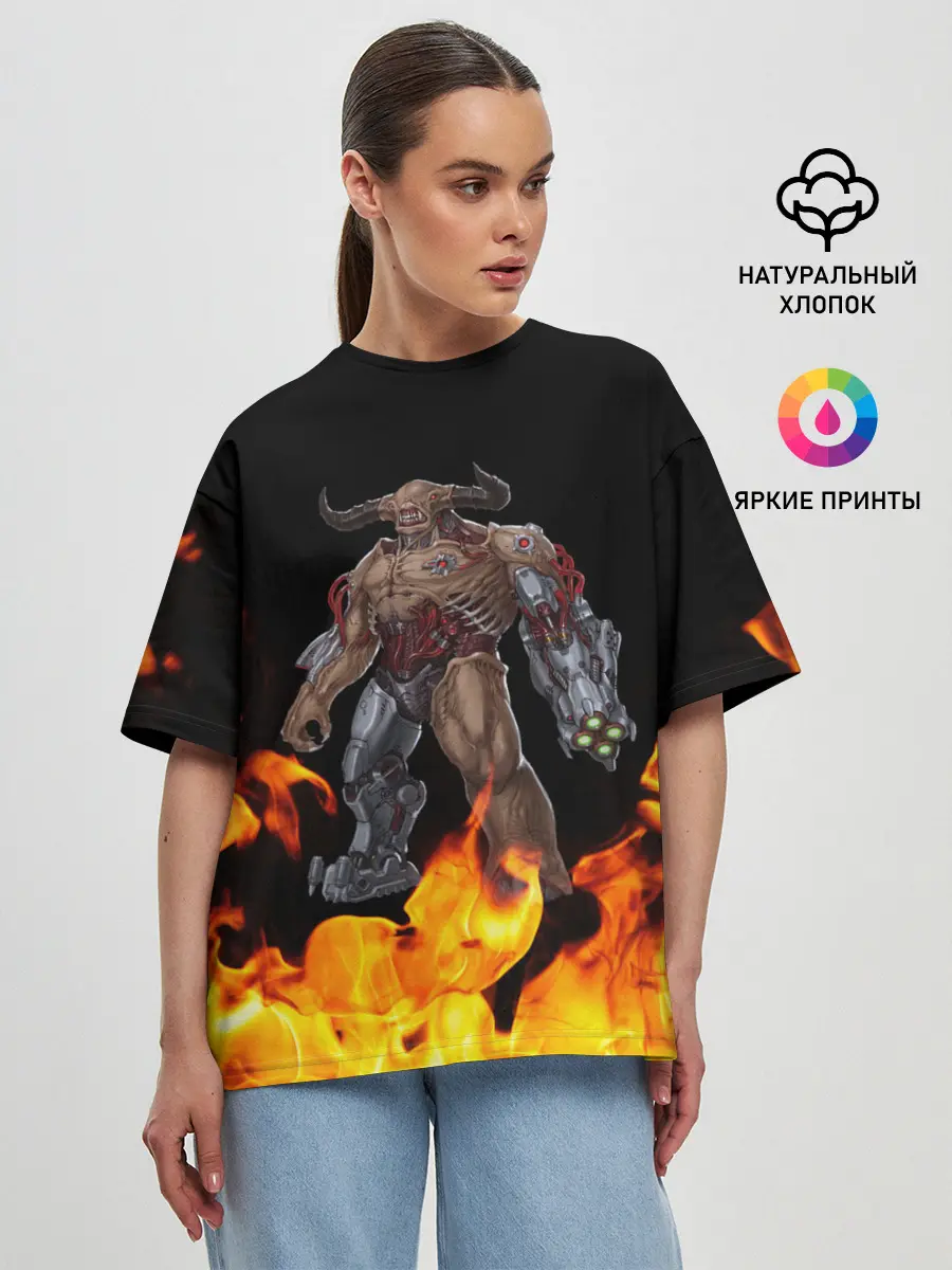 Женская футболка оверсайз / CYBER DEMON | КИБЕР ДЕМОН