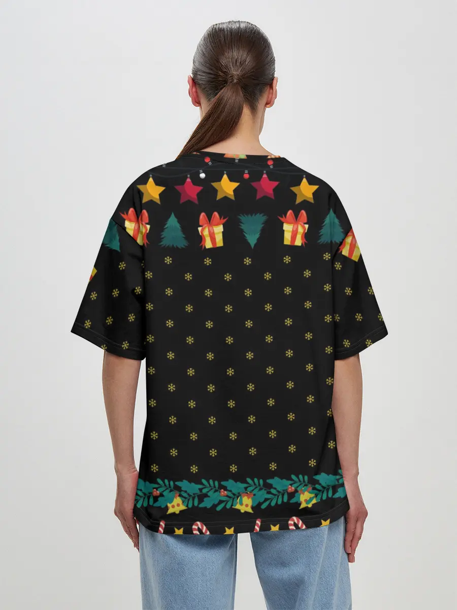 Женская футболка оверсайз / Новогодний Майнкрафт, Minecraft