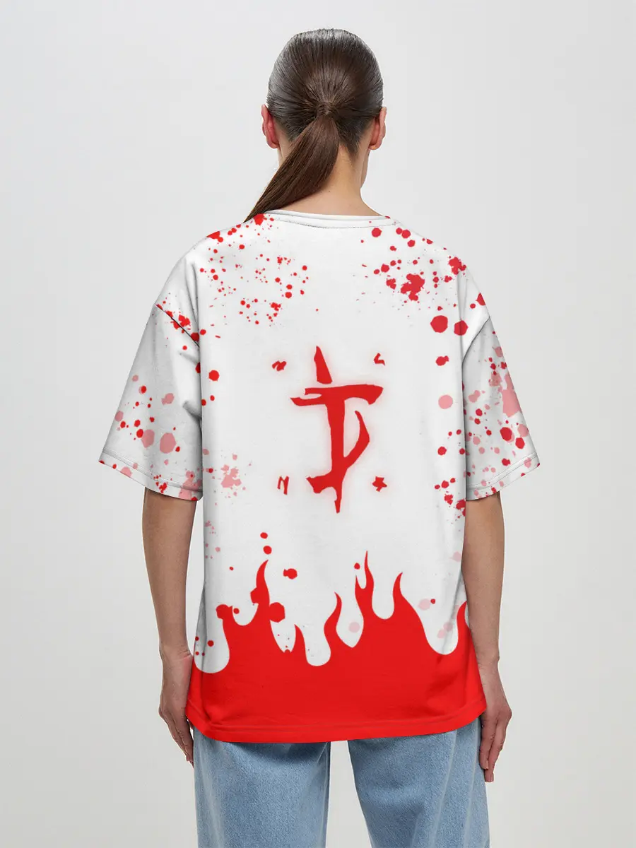 Женская футболка оверсайз / Doomguy vs Cyberdemon