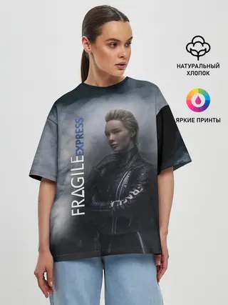 Женская футболка оверсайз / DEATH STRANDING FRAGILE EXPRESS