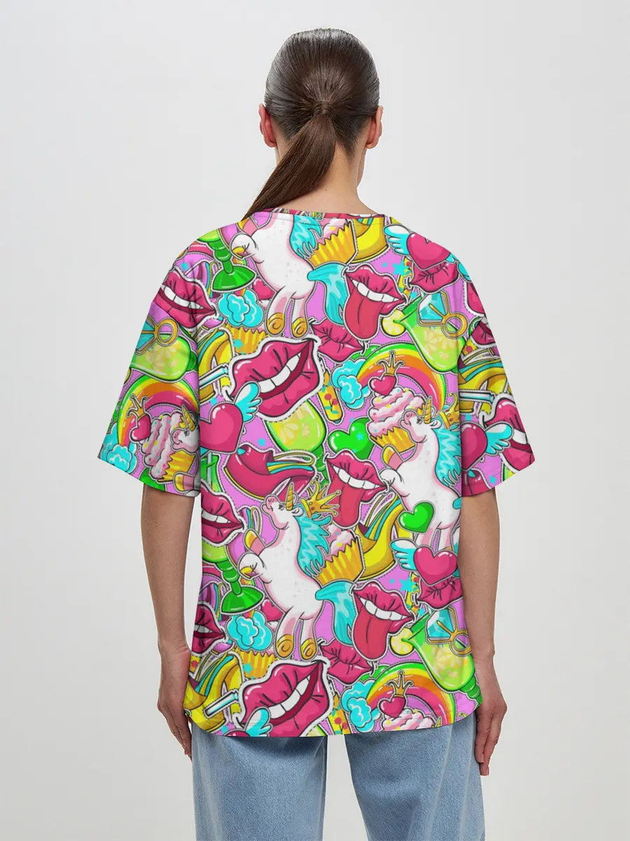 Женская футболка оверсайз / Губы фреш