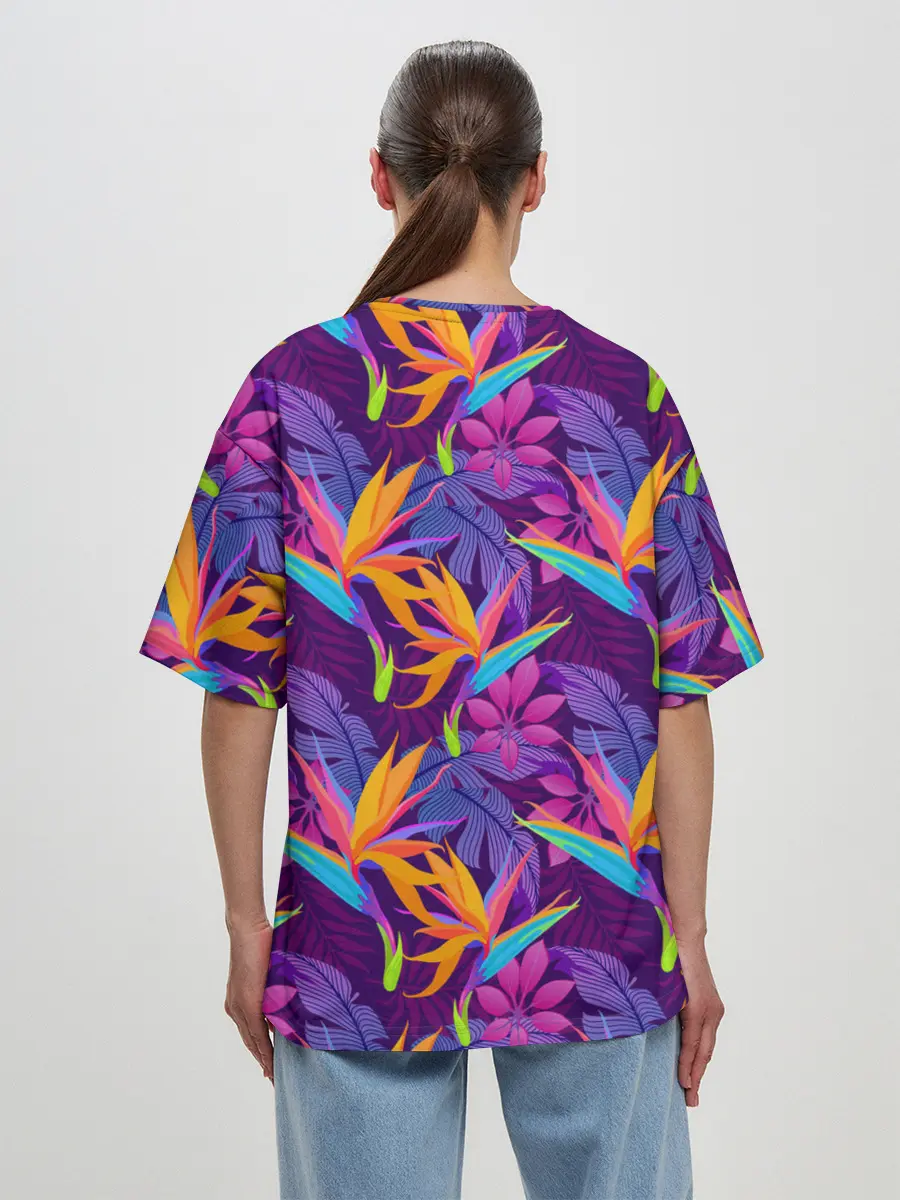 Женская футболка оверсайз / Тропические листья