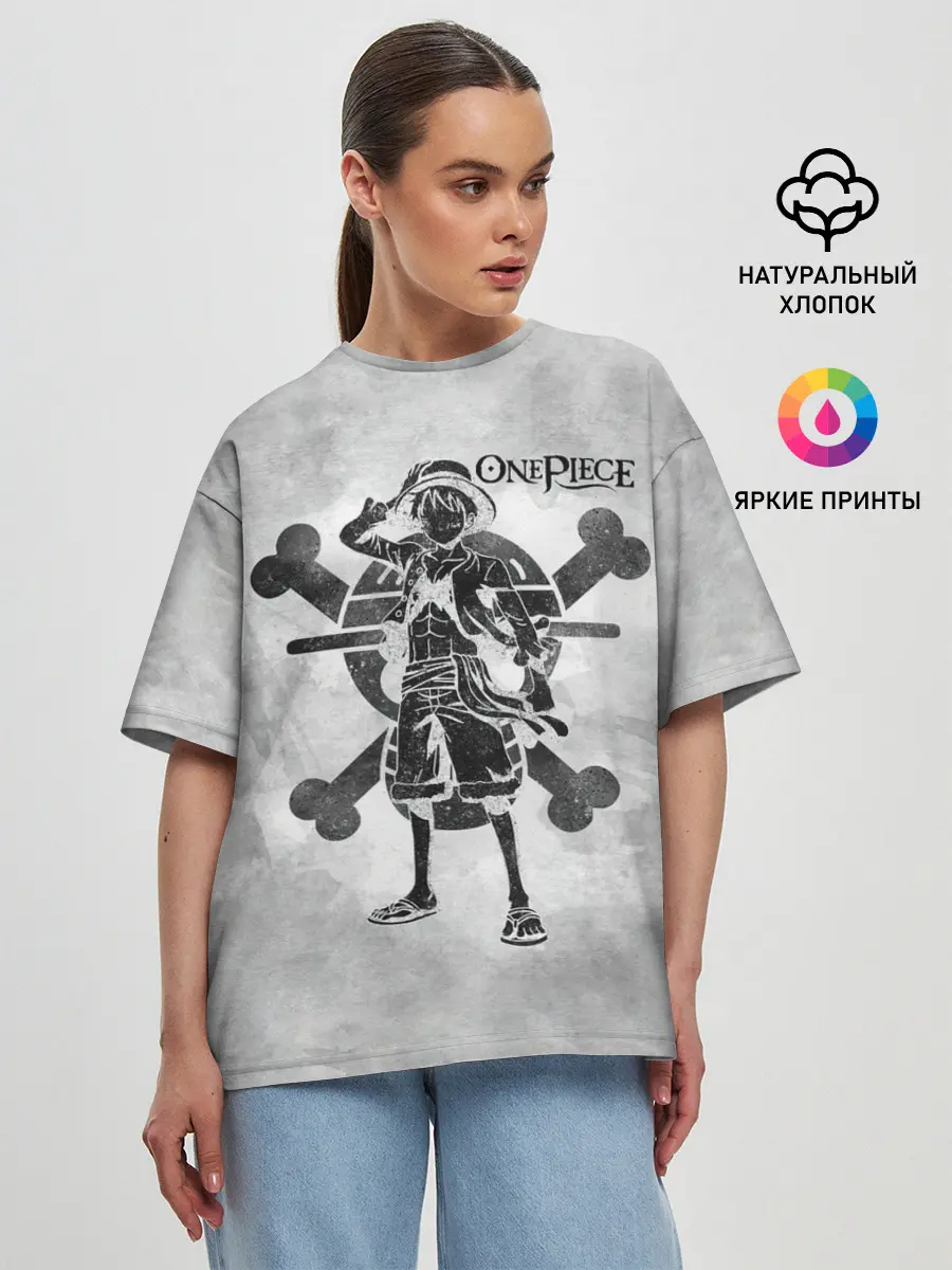 Женская футболка оверсайз / Манки Д. Луффи пират Соломенной Шляпы