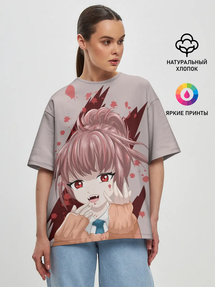 Женская футболка оверсайз / Аниме-вампир