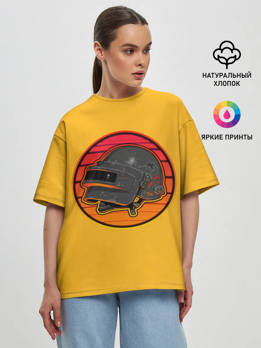 Женская футболка оверсайз / Шлем Пабг