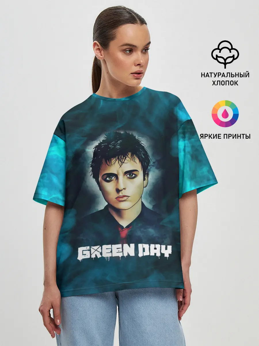 Женская футболка оверсайз / Billie | GreenDay | ГринДай