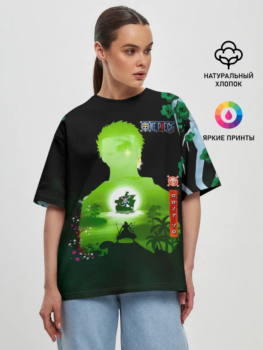 Женская футболка оверсайз / Зоро One Piece. Большой куш