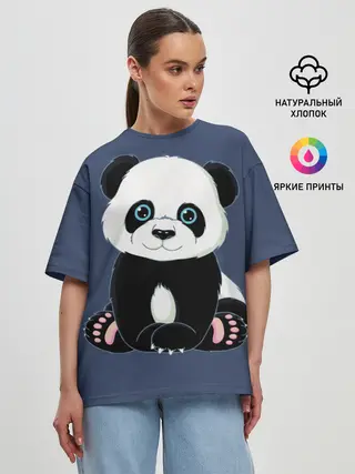 Женская футболка оверсайз / Милая Панда