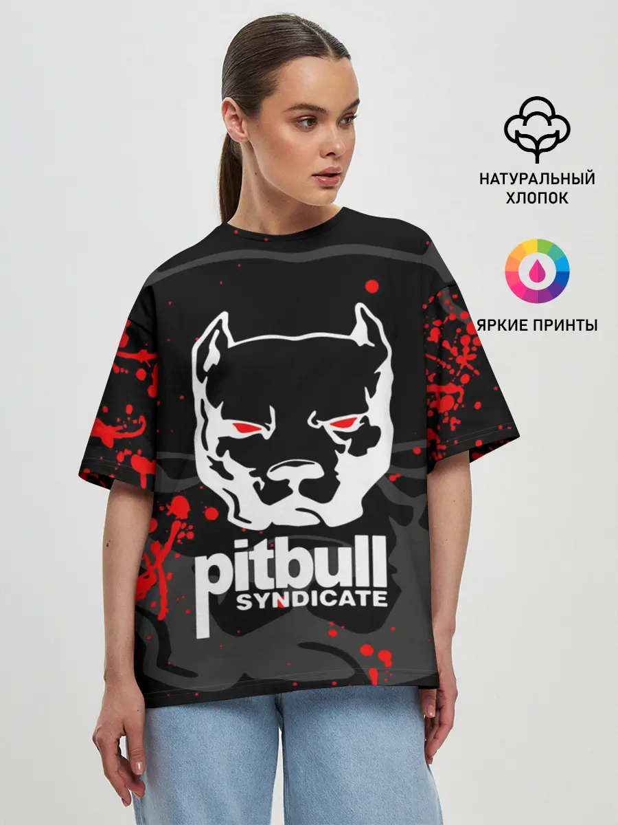 Женская футболка оверсайз / PITBULL SYNDICATE / ПИТБУДЬ