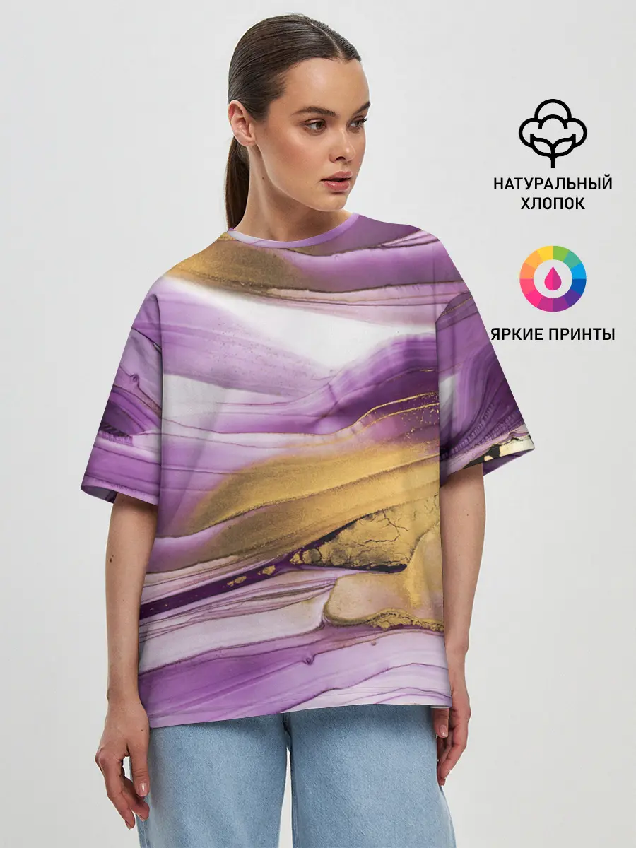 Женская футболка оверсайз / Наслоение красок