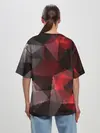 Женская футболка оверсайз / Серо-красная абстракция