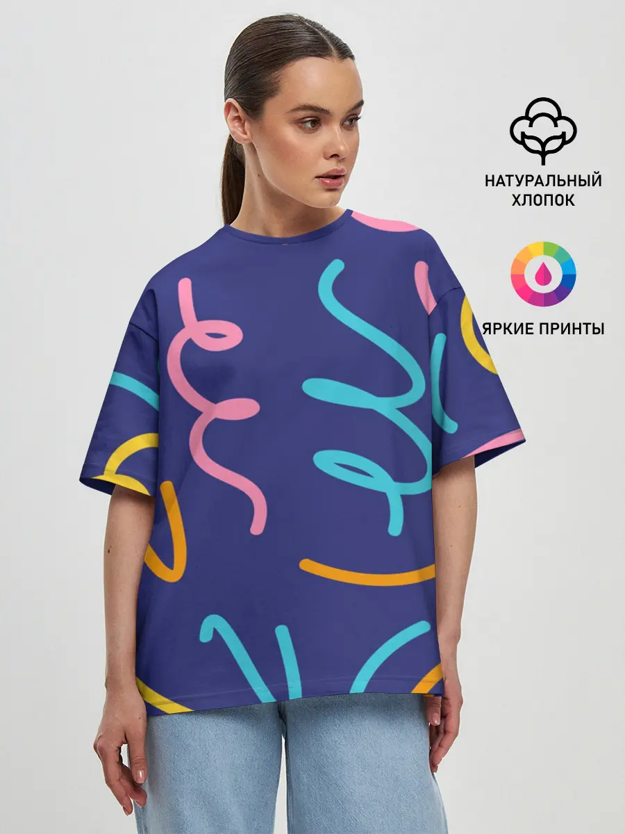 Женская футболка оверсайз / Одноцветная ячейка