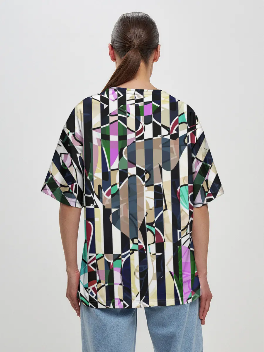 Женская футболка оверсайз / Полосатый абстрактный узор