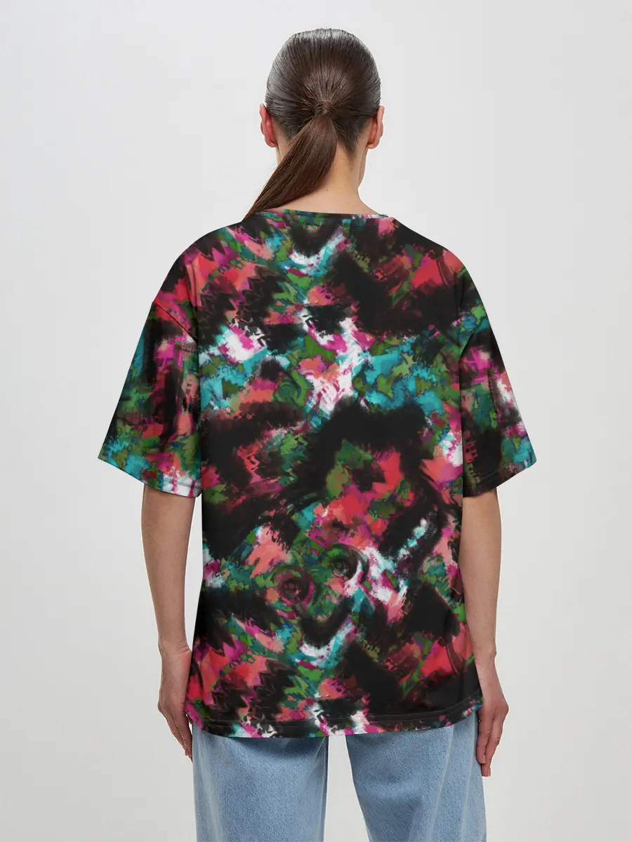 Женская футболка оверсайз / Гранжевый абстрактный узор